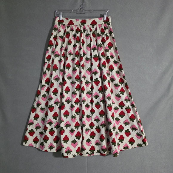 NWT Boden Womens Layla Cotton Sateen Ivory Strawberry Pop Skirt Size 6 - Picture 8 of 10